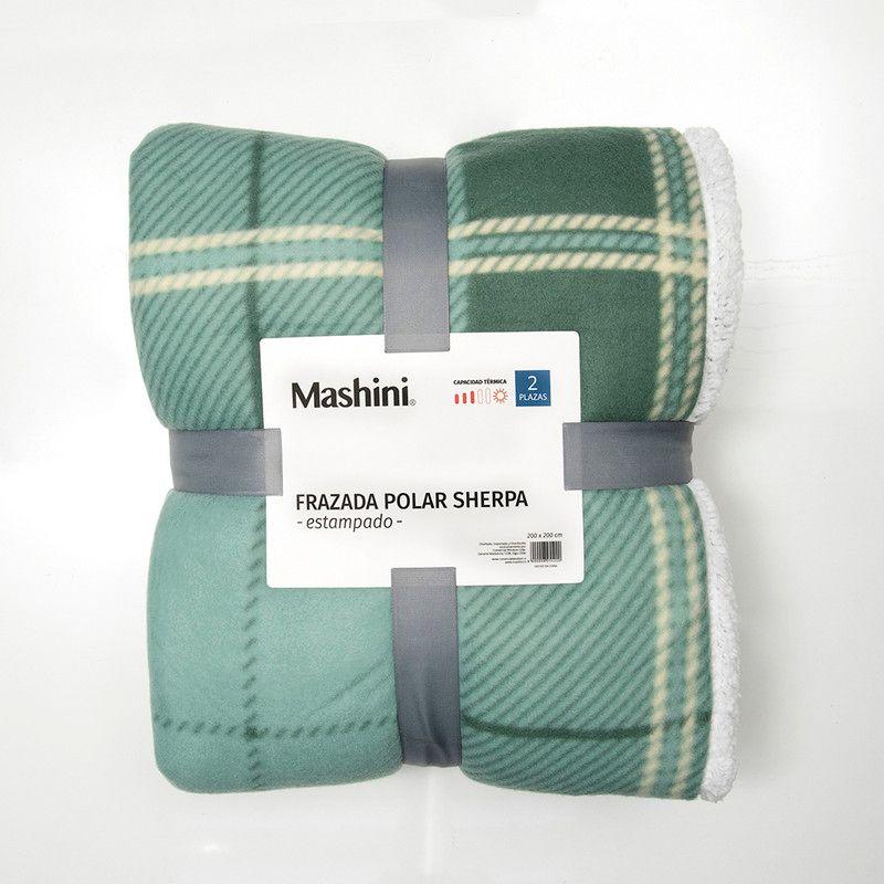 Frazada Polar-Sherpa Est. 1.5 P Tartan Verde-2