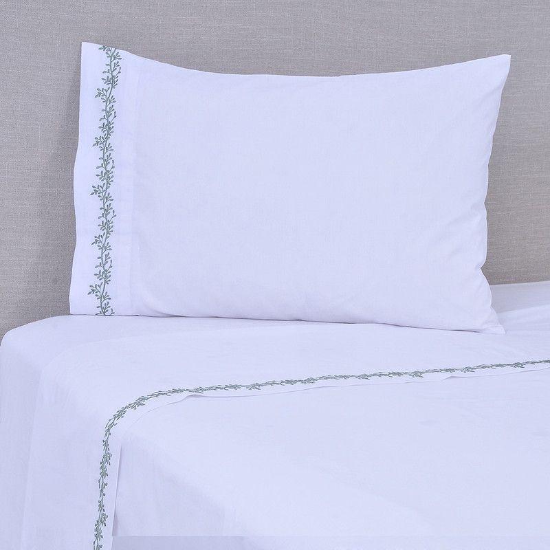 Sábana Bordada 180 Hilos 1.5 P Ramas Verde-0