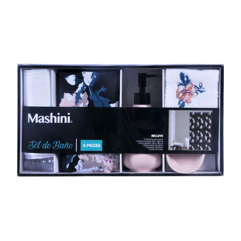 Set Cortina Baño 6 pzas Caja Orquidea-2