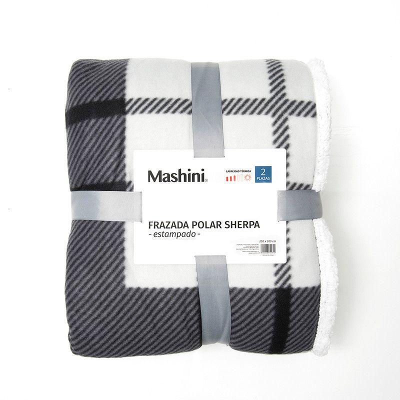 Frazada Polar-Sherpa Est. 2 P Tartan Negro-2