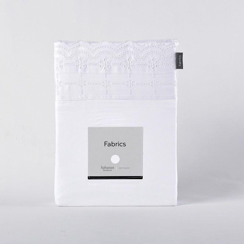 Sabana lisa  200 H Broderie Bordada Brode S.King Blanco-2