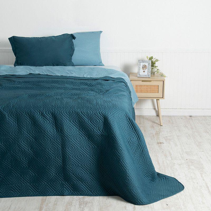 Set Quilt + Sabana Estampada 1.5 P Azul-0