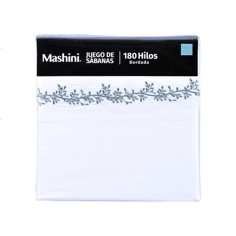 Sábana Bordada 180 Hilos King Ramas Verde-2