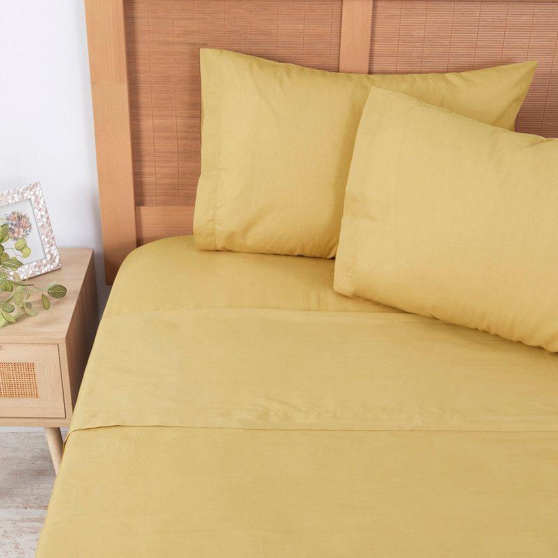 Sabana 144 Hilos Lisa S.King Mostaza-2