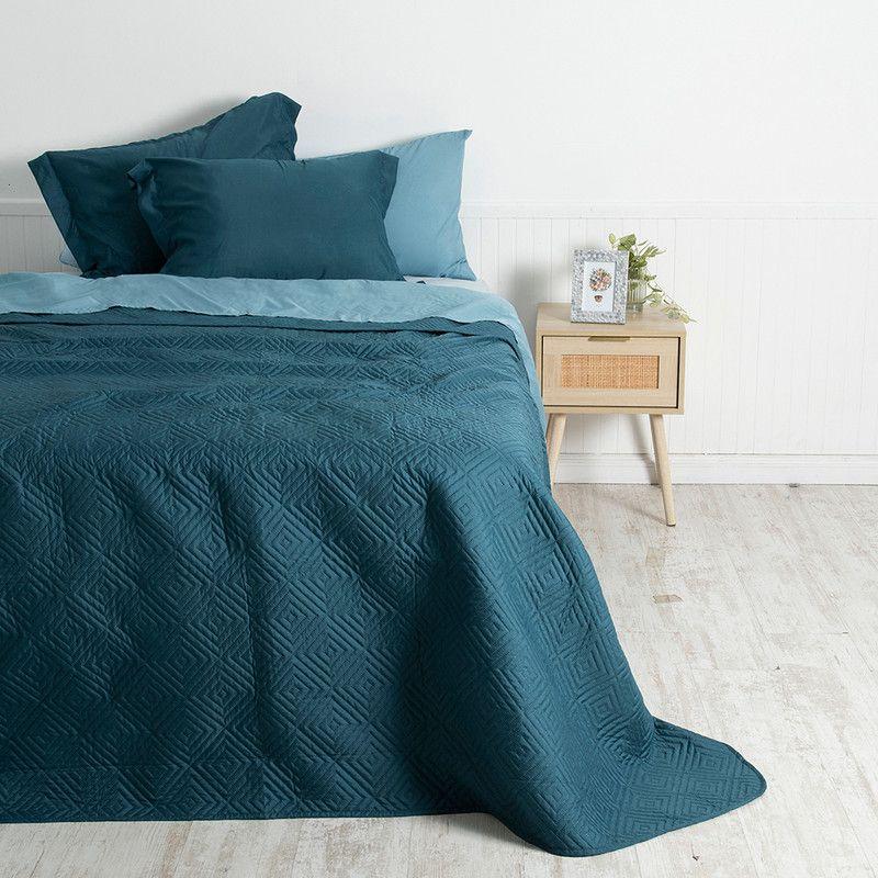 Set Quilt + Sabana Estampada King Azul-0