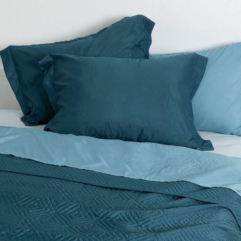 Set Quilt + Sabana Estampada King Azul-1