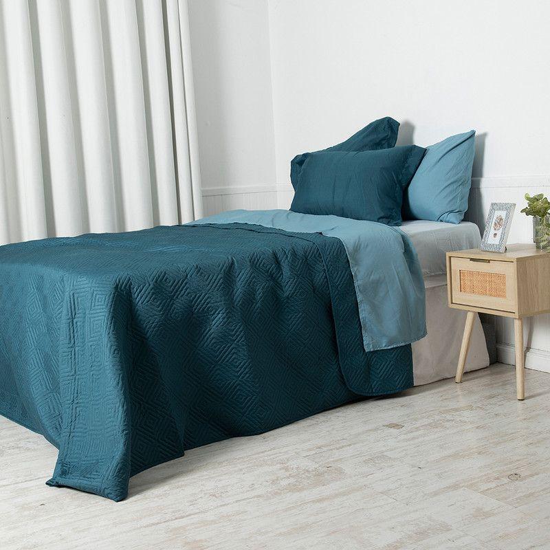 Set Quilt + Sabana Estampada King Azul-4