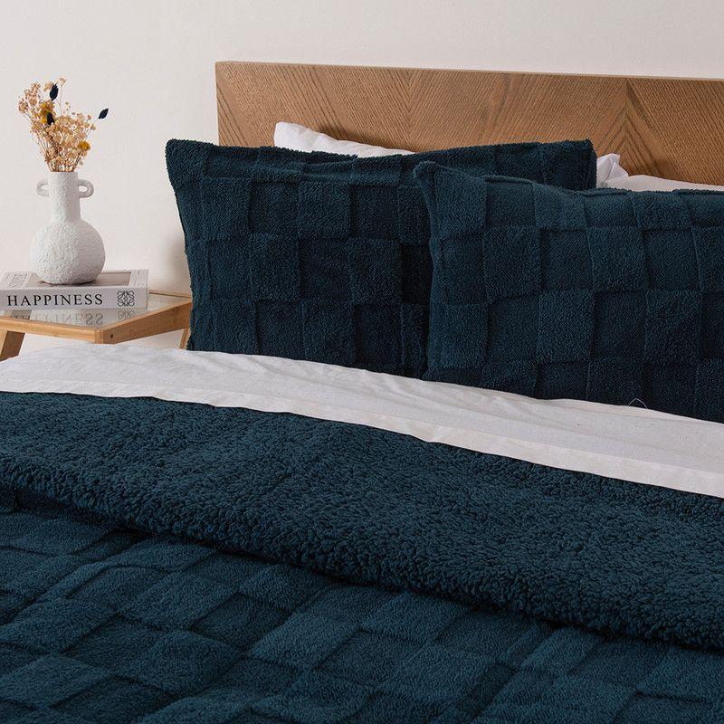 Plumon JQD Sherpa Super King Cuadrado Azul-2