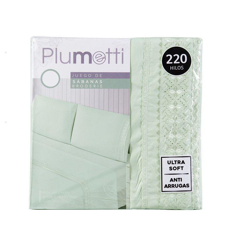 Sabana MF Plumetti Broderie King Verde-4