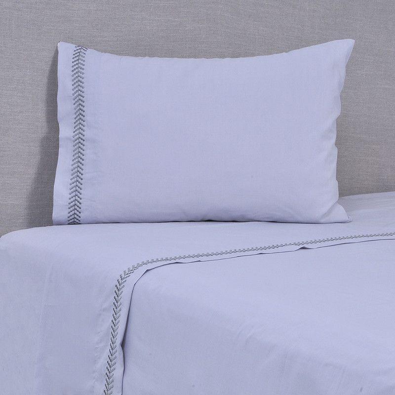 Sábana Bordada 144 Hilos 1.5 P Puntos Gris-0