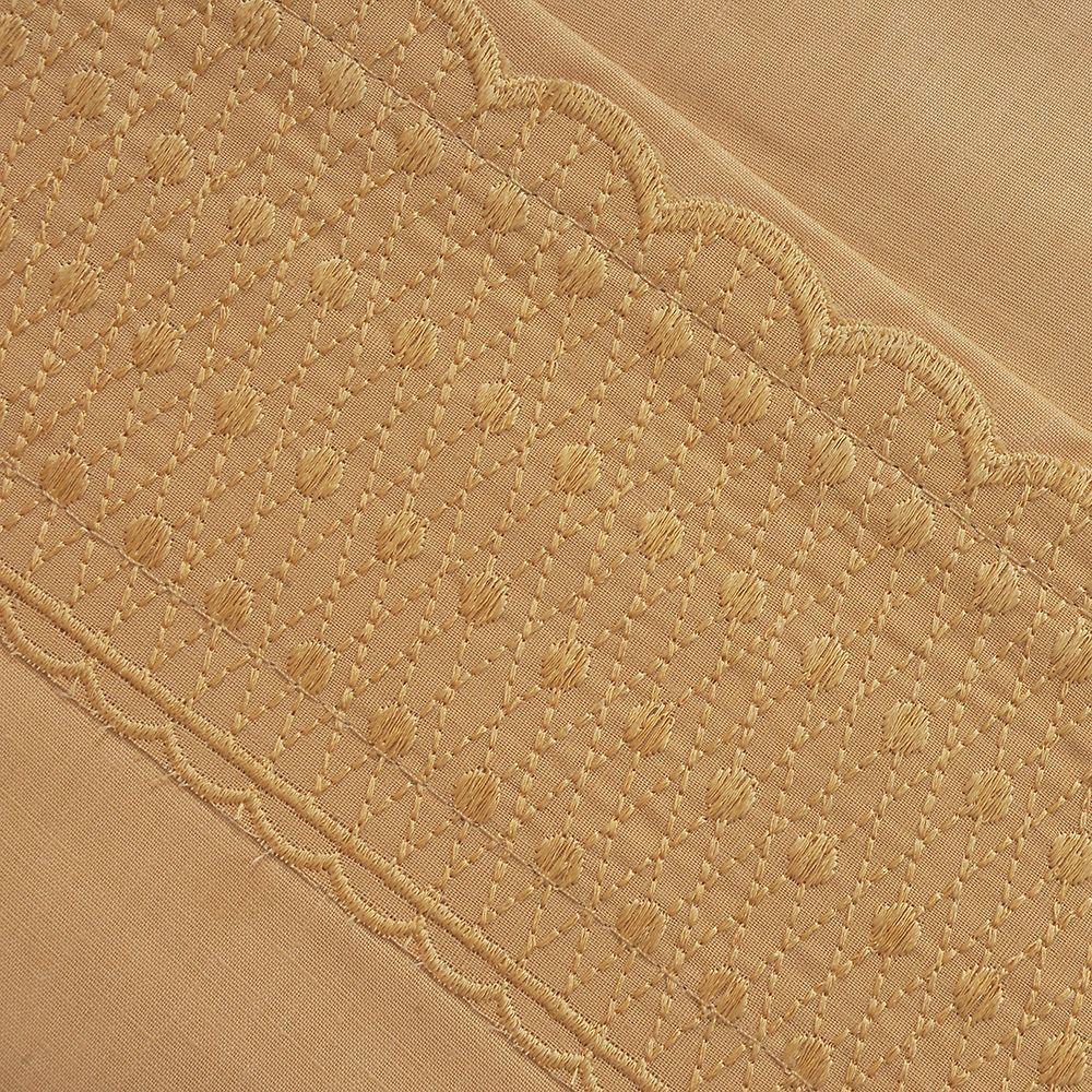 Sabana Lisa  Broderie Bordada 2 P Rombos Mostaza-1