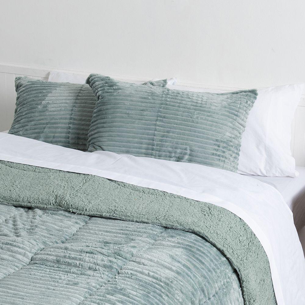 Plumon Corduroy Coral Sherpa Super King Verde-3