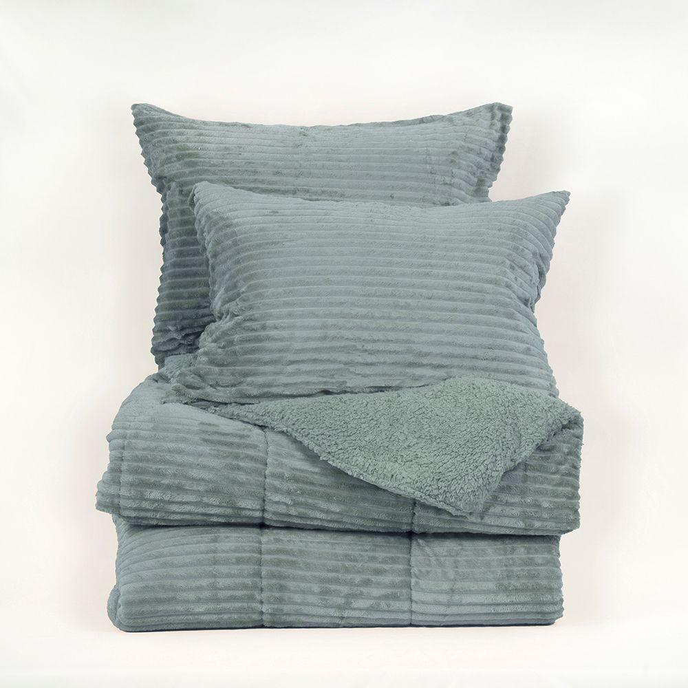 Plumon Corduroy Coral Sherpa Super King Verde-1