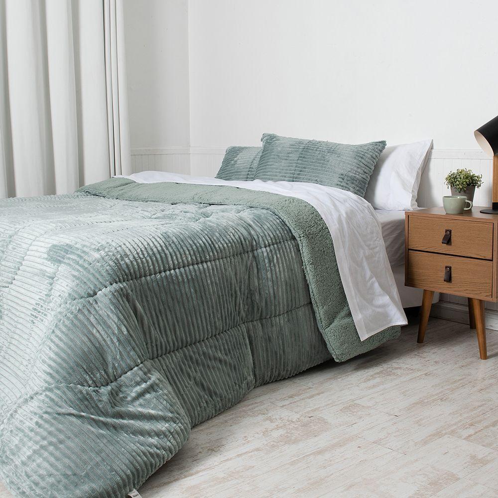 Plumon Corduroy Coral Sherpa Super King Verde-2