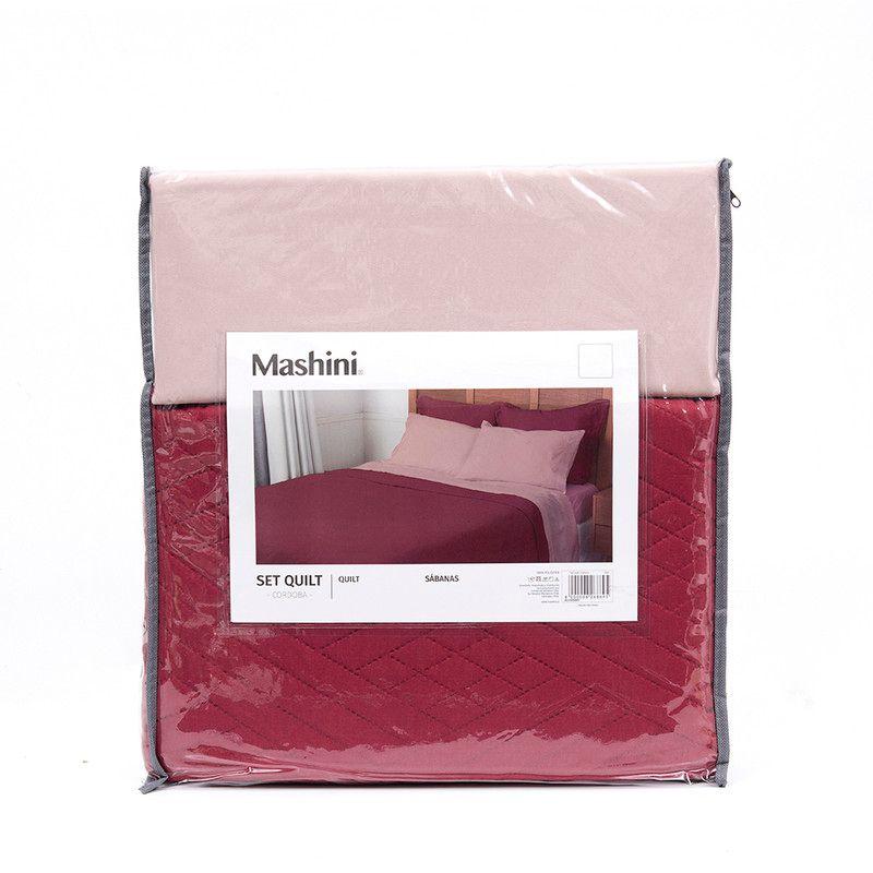 Set Quilt Liso + Sabana Liso 1.5 P Rojo-4