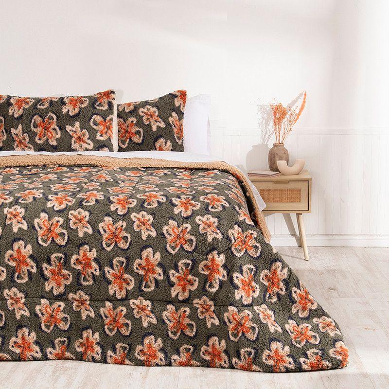 Plumon Sherpa/Sherpa Estampada King Flowers-0