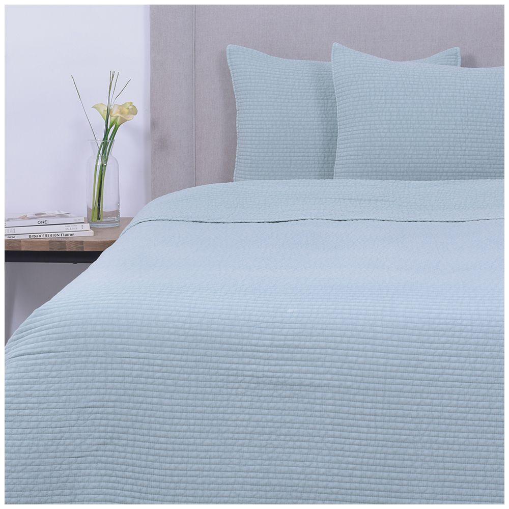 Quilt algodón stone washed Liso 2 P rayas turquesa Fabrics-0