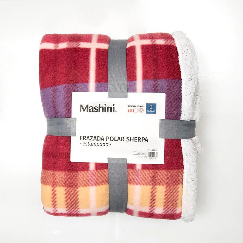 Frazada Polar-Sherpa Est. 1.5 P Tartan Burdeo-2