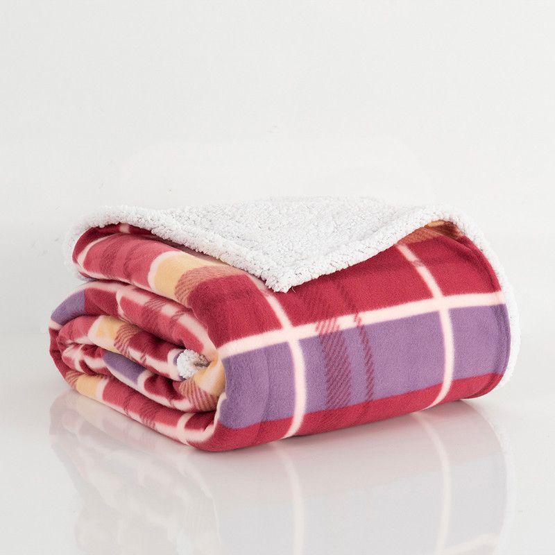 Frazada Polar-Sherpa Est. 1.5 P Tartan Burdeo-3
