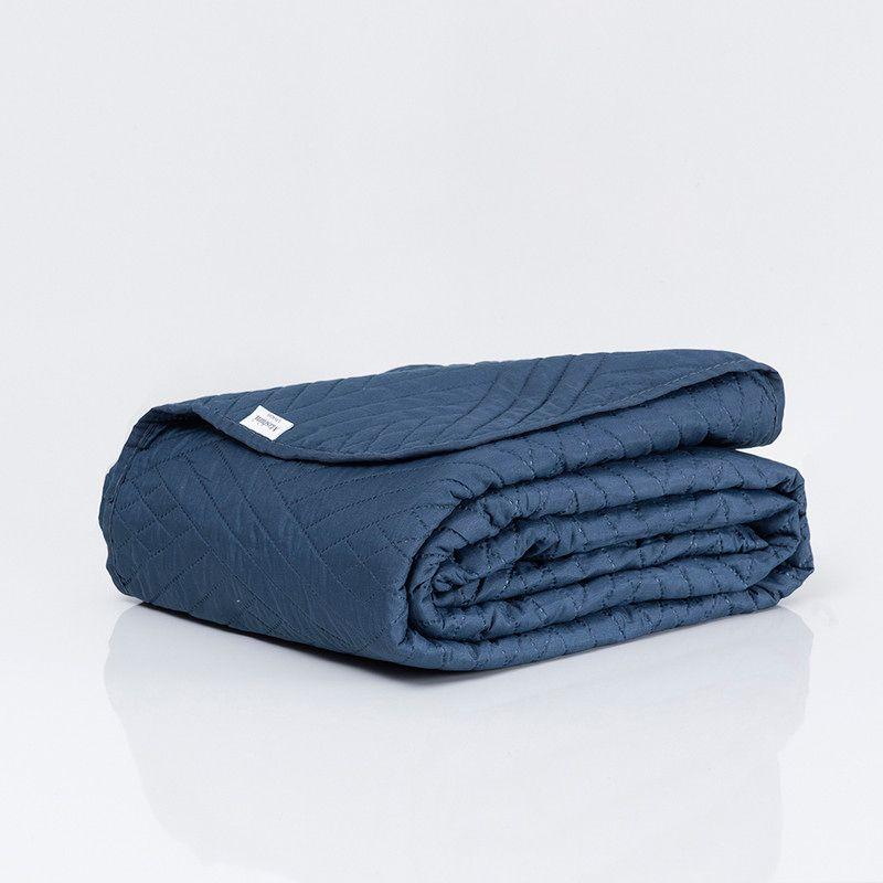 Set Quilt Liso + Sabana Liso 1.5 P Azul-3