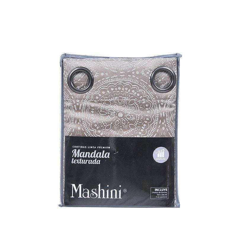 Set Cortinas Jqd Argo. 140x220 Mandala Text. Beig-2