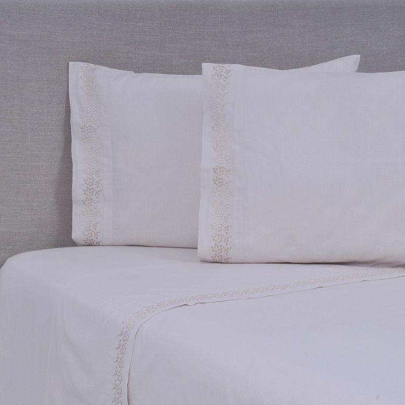 Sábana Bordada 144 Hilos King Puntos Arena-0