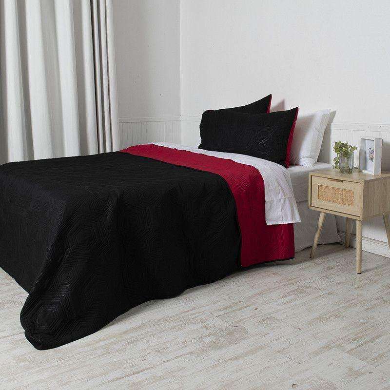 Quilt MF King  Negro-Rojo-0