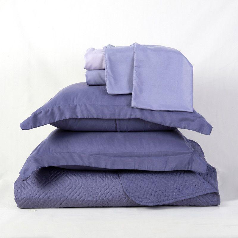 Set Quilt + Sabana Estampada 2 P Morado-2