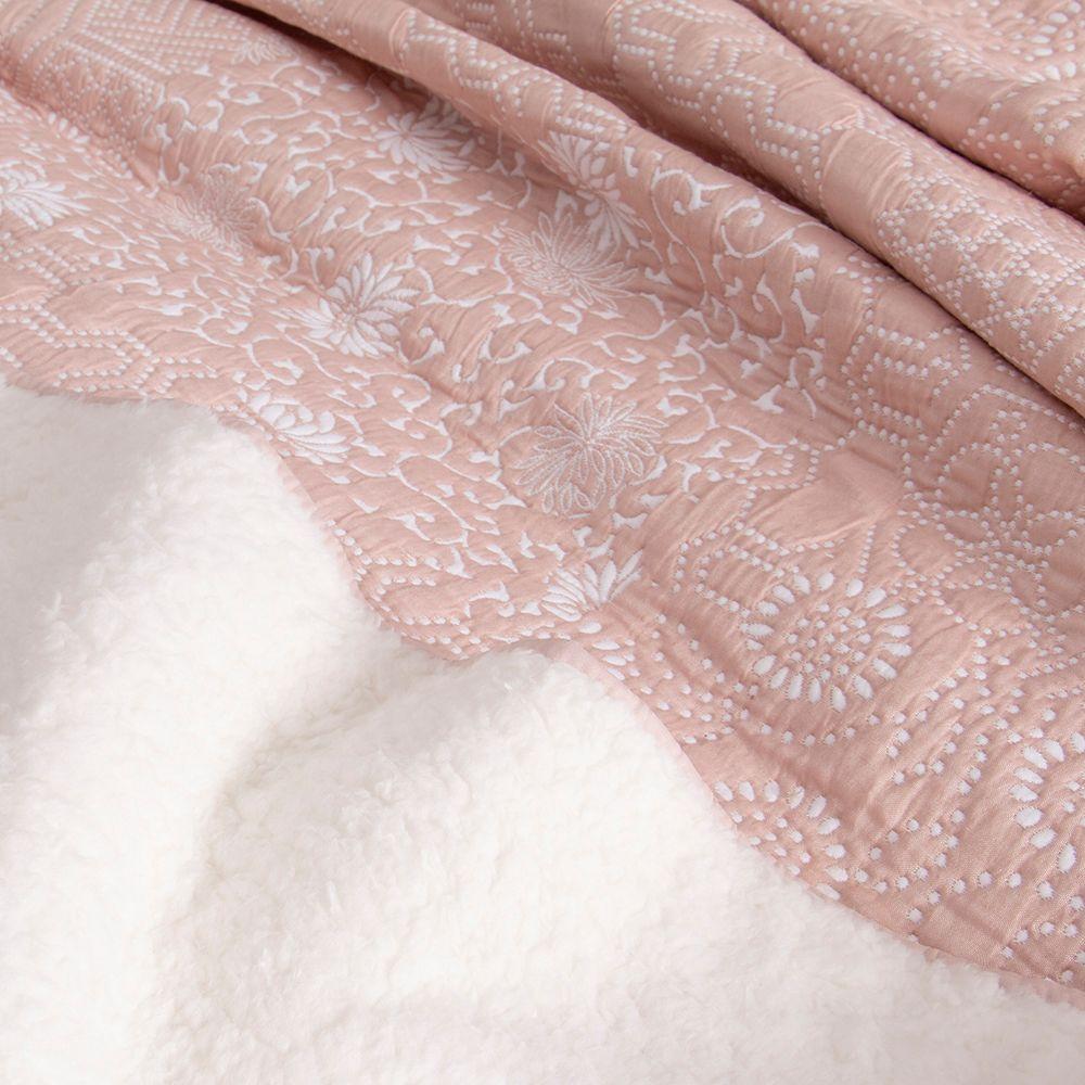 Cubrecama quilt jacquard sherpa tokio 1.5 pl rosado Fabrics-1