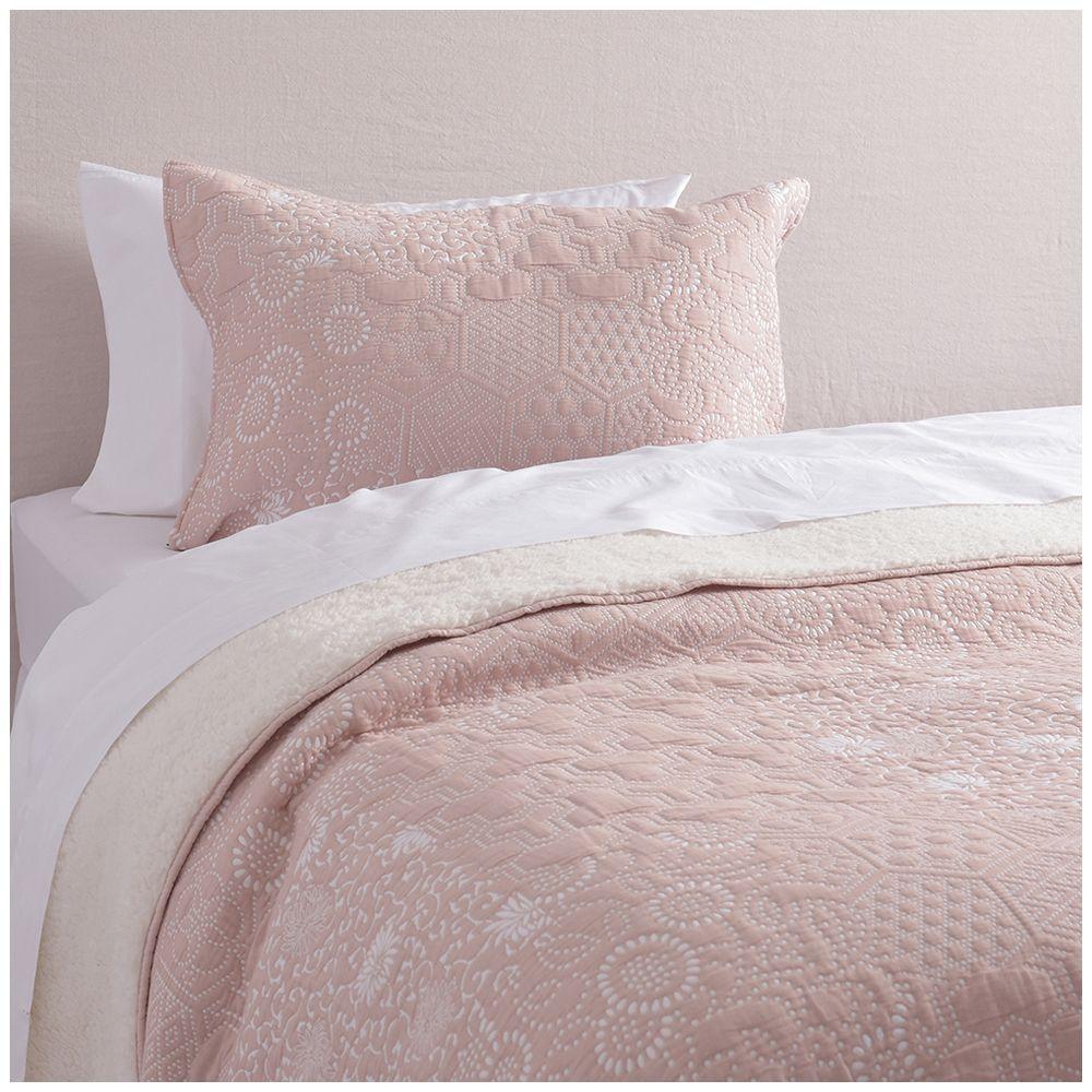 Cubrecama quilt jacquard sherpa tokio 1.5 pl rosado Fabrics-0