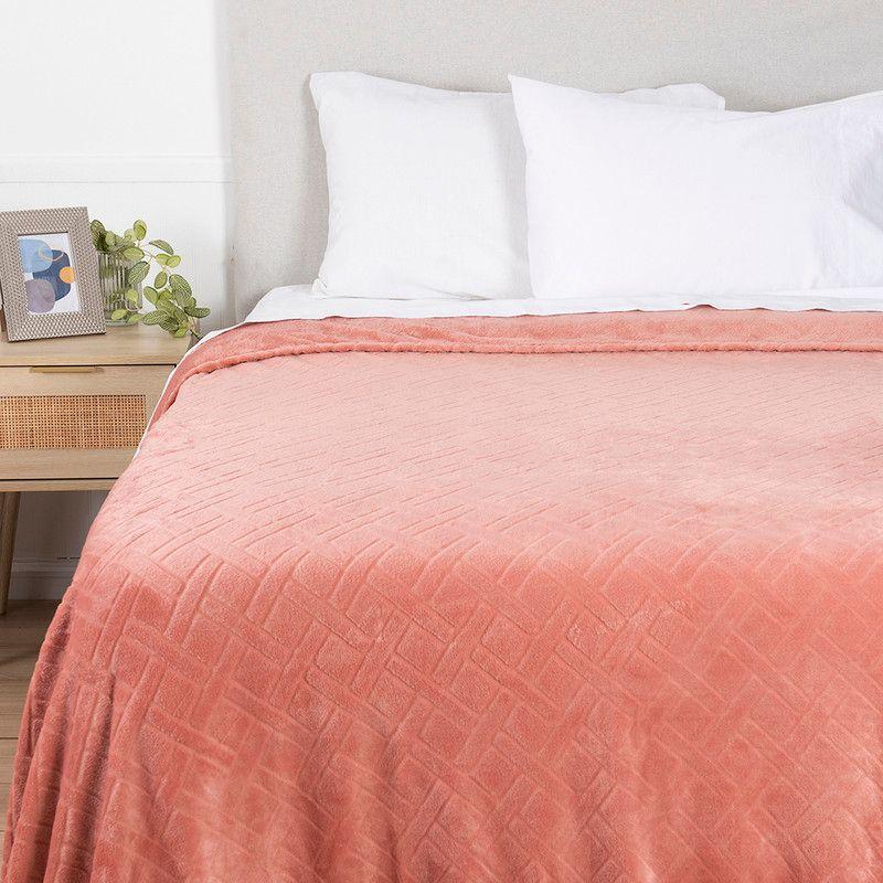 Frazada Flannel Embossed 2 P Palo Rosa-0