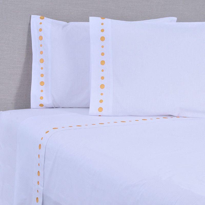 Sábana Bordada. 144 Hilos Super king Globo Mostaza-0