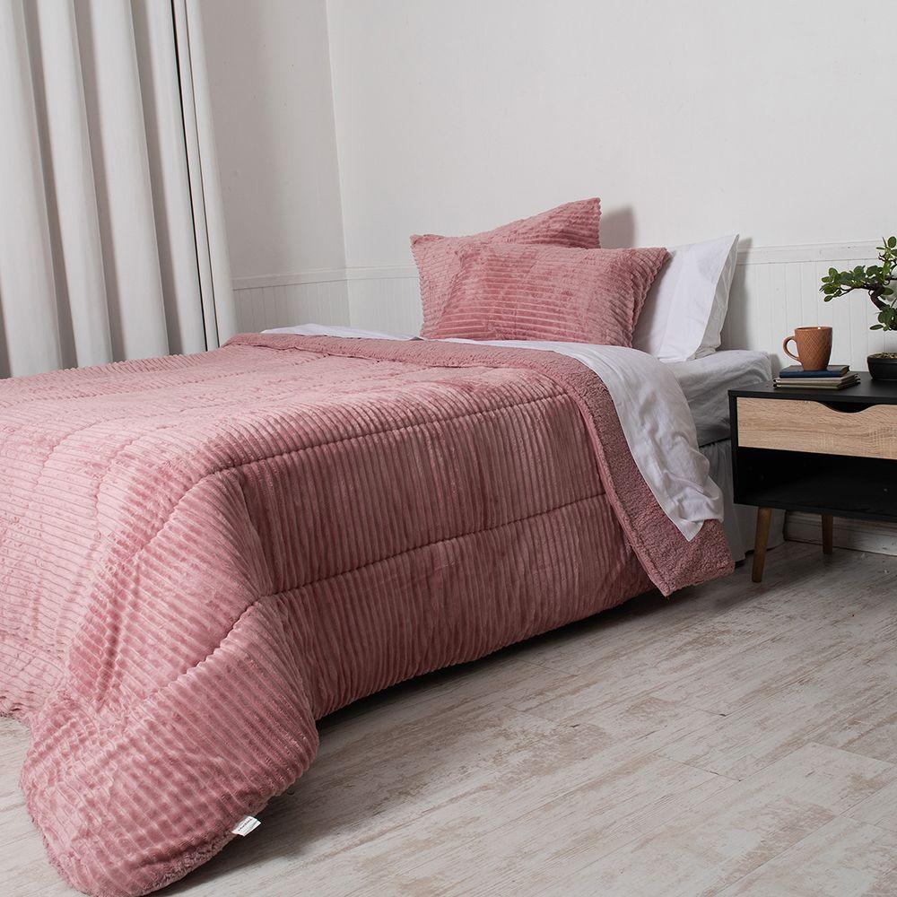 Plumon Corduroy Coral Sherpa King Rosado-2