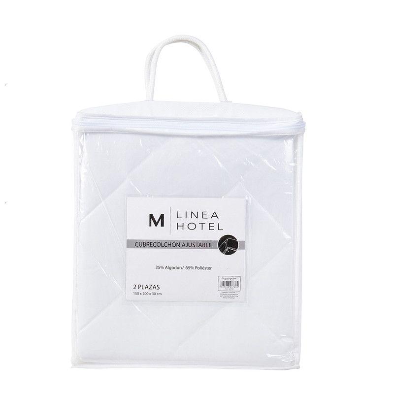 Cubrecolchon Ajustable Linea Hotel 2 P Blanco-0