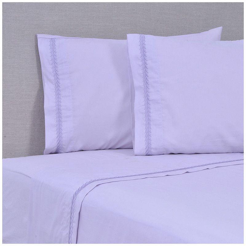 Sábana Bordada 180 Hilos Super king Ramas Lila-0