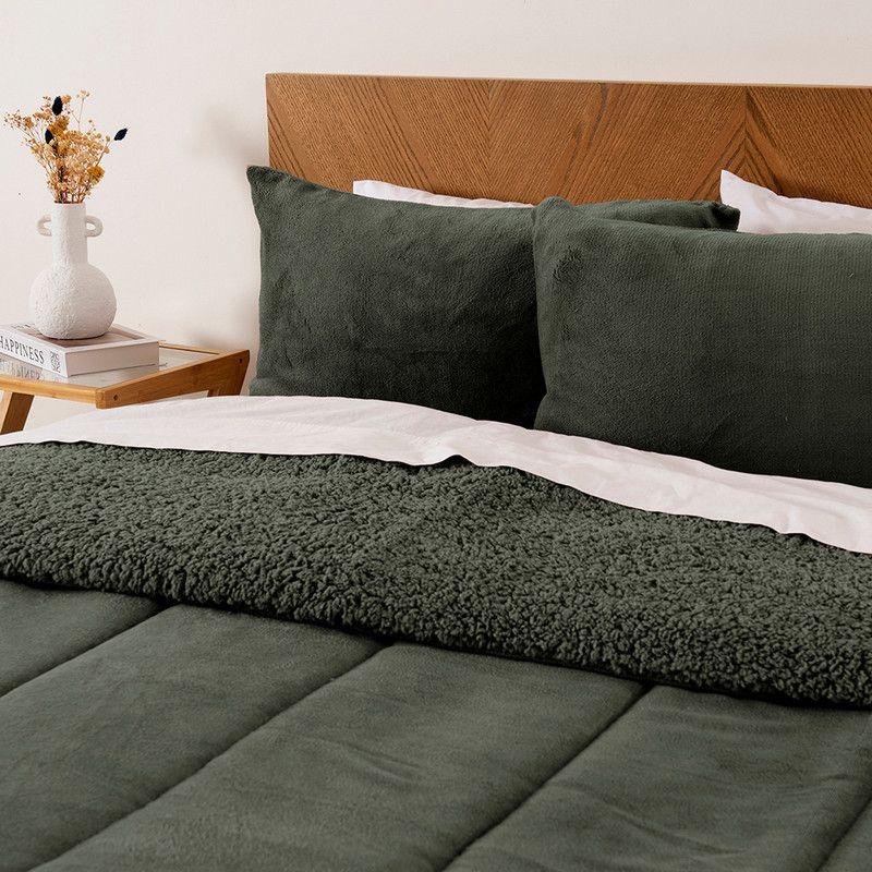 Plumon Coral Sherpa King Verde Inv-2