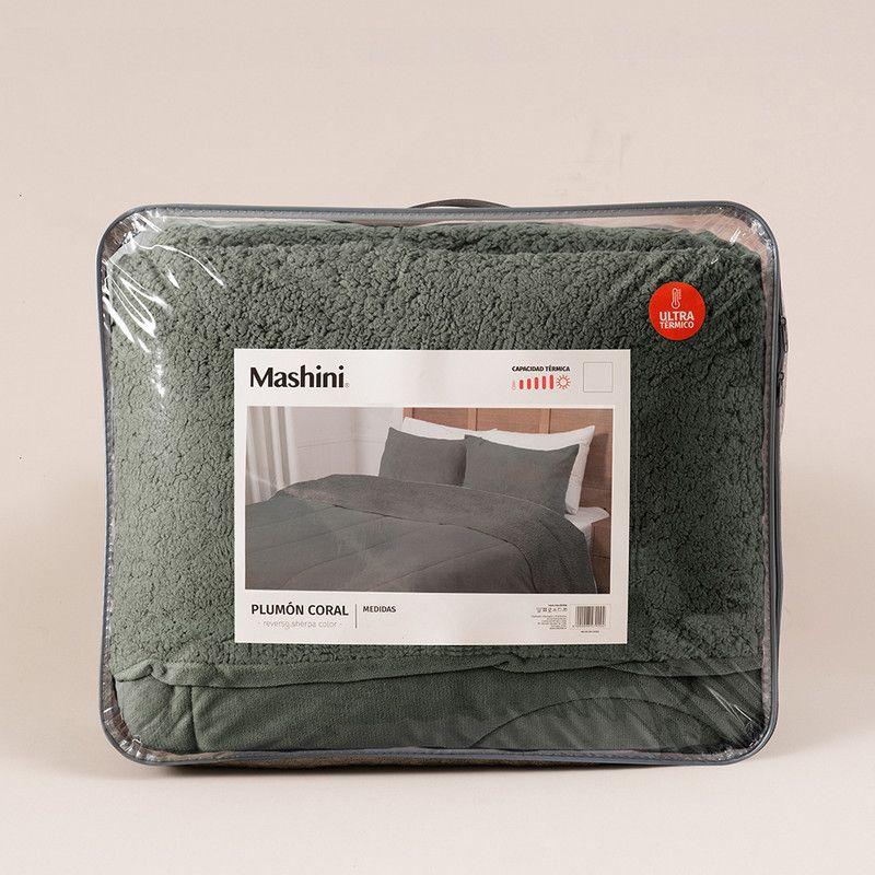 Plumon Coral Sherpa King Verde Inv-3