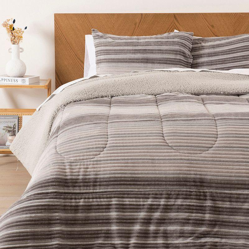 Plumon Cord. Coral Sh. Est. 1.5 P Lineas Gris-0