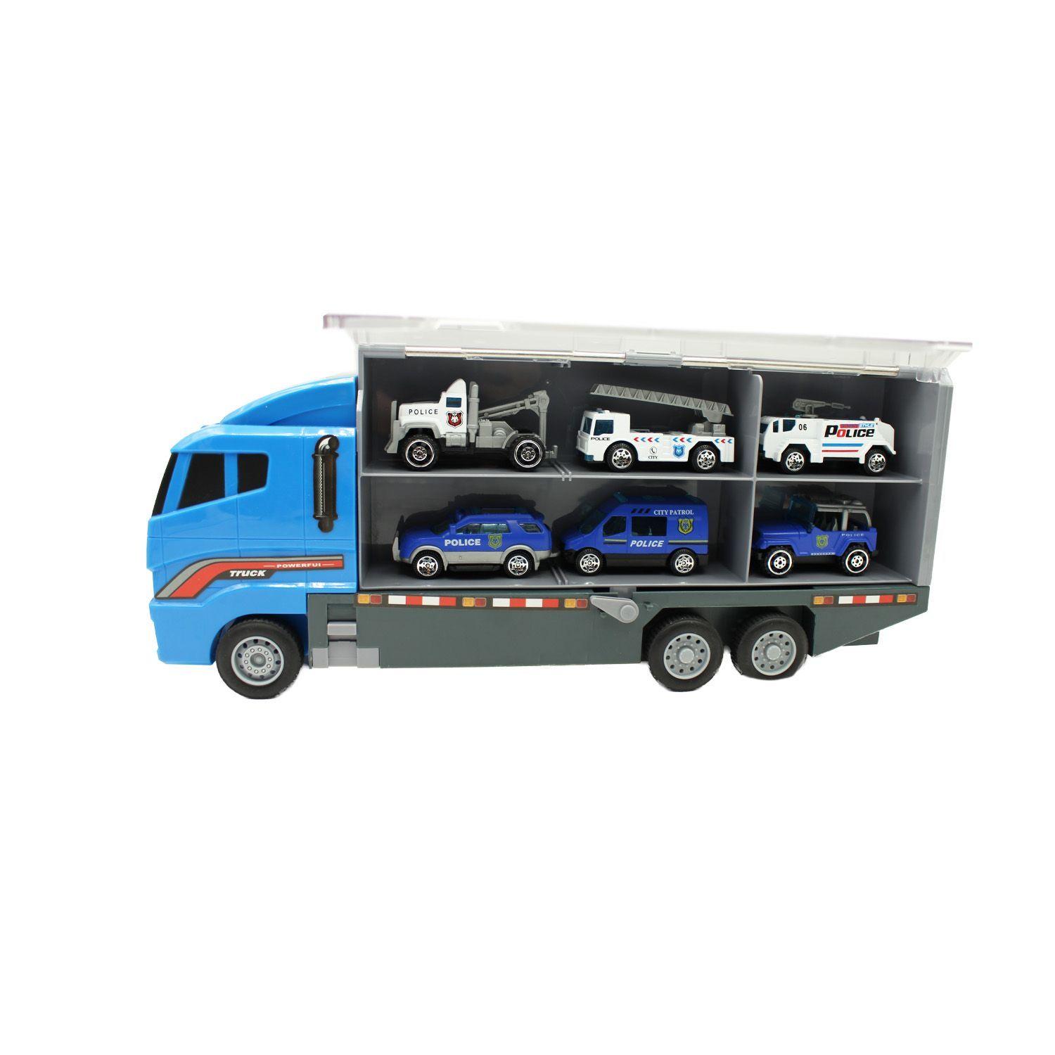 Juguete Camion Transporte de Vehiculos Incluye 12 Autos-0