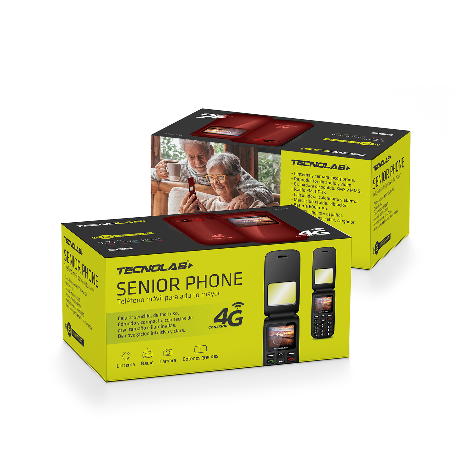 Teléfono Celular 4G Senior Adulto Mayor Almeja Rojo-3