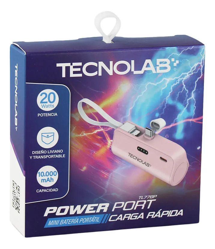 Power Bank Tecnolab Usb Tipo C Y Lightning Pink Rosa-2