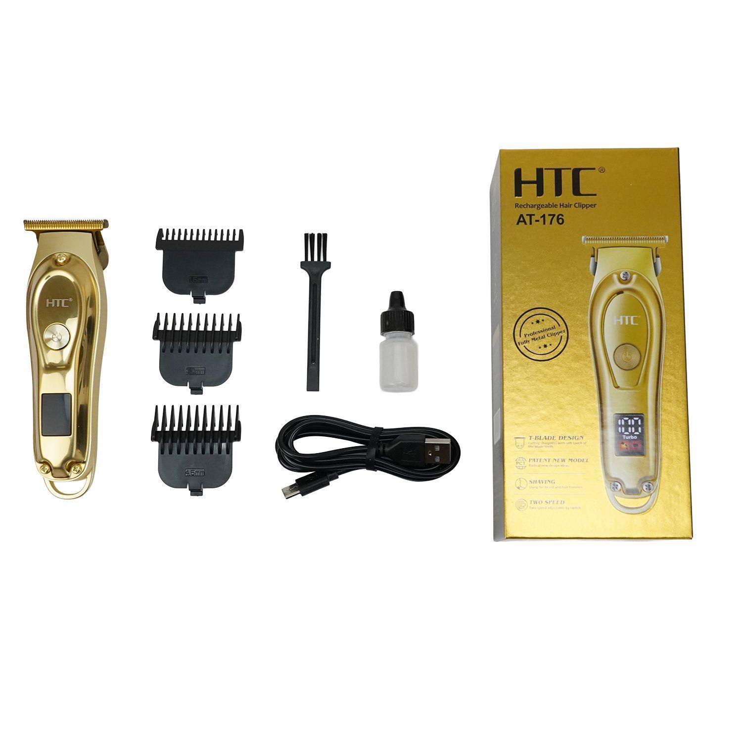 MAQUINA CORTADORA DE PELO INALAMBRICA HTC DE METAL CON CUCHILLA EN T DE PRECISION, 2 VELOCIDADES-2