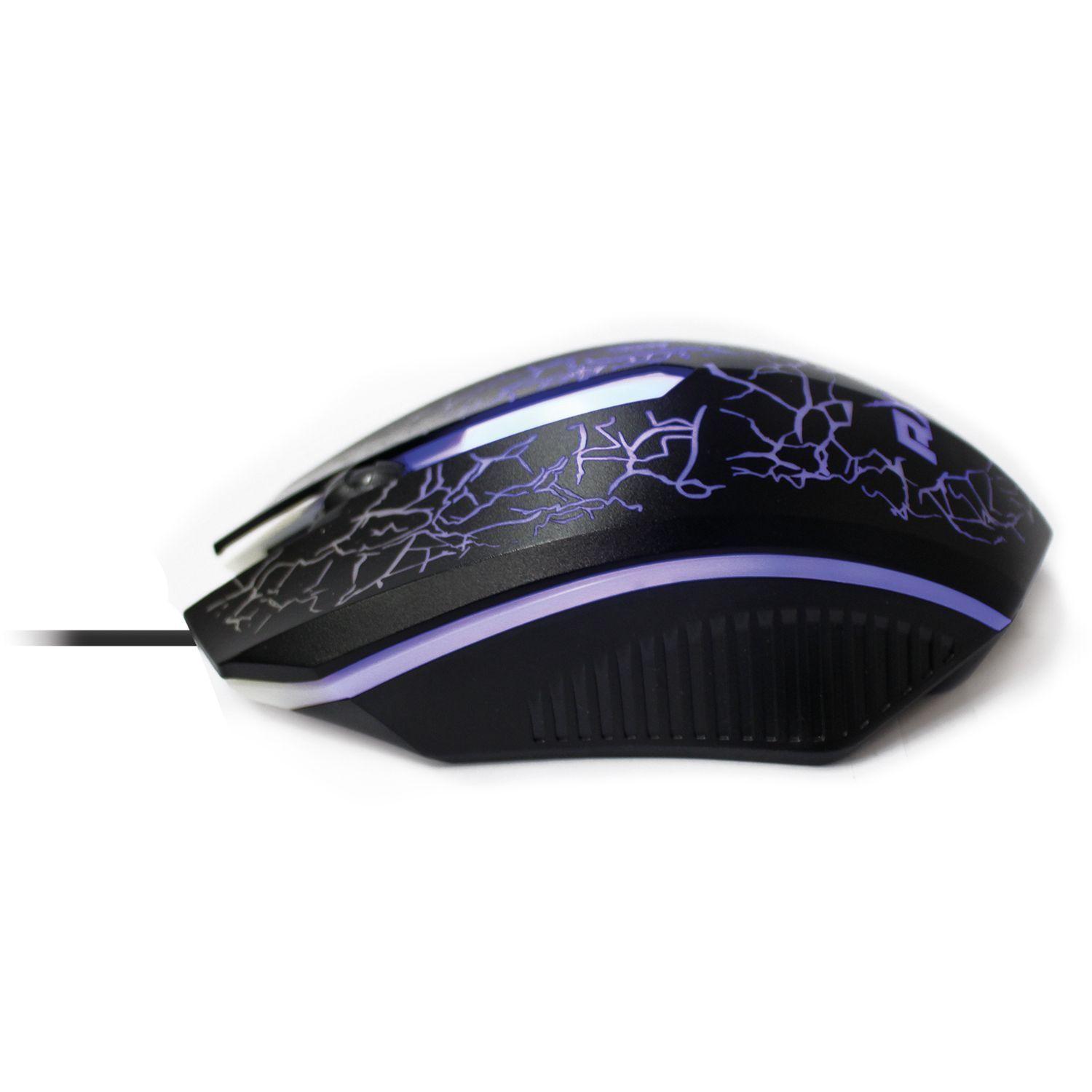 Mouse Gamer Ergonomico 1000 DPI Retroiluminado Negro Reptilex-3