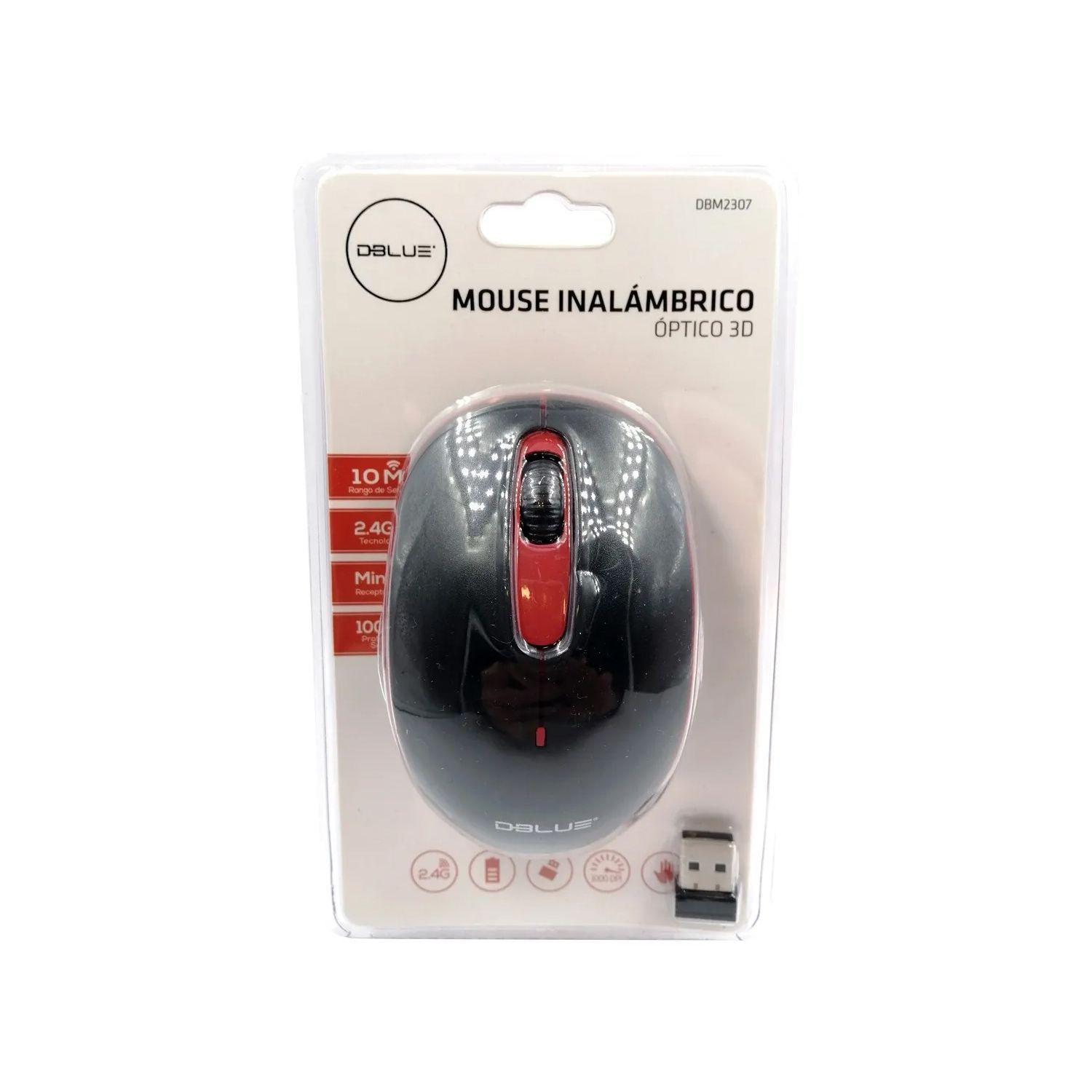Mouse Inalambrico Optico 3D 1000DPI Rojo Dblue-1