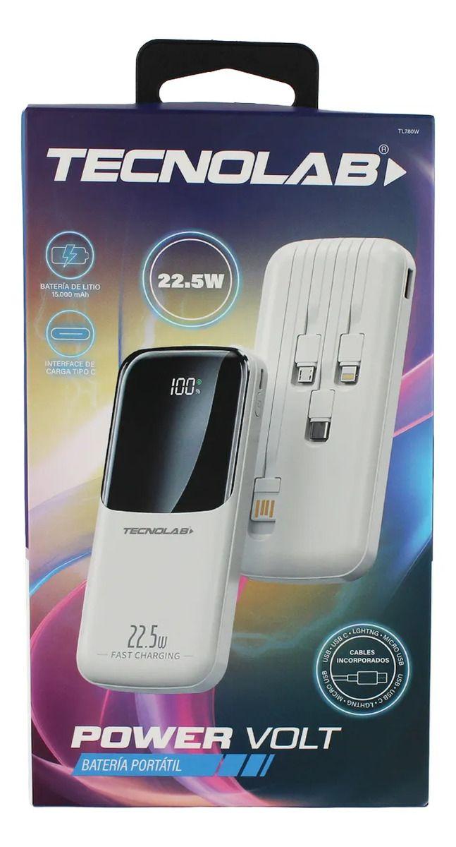 Powerbank Tecnolab 15000mah 22,5w Incluye 4 Cables, Blanco-2