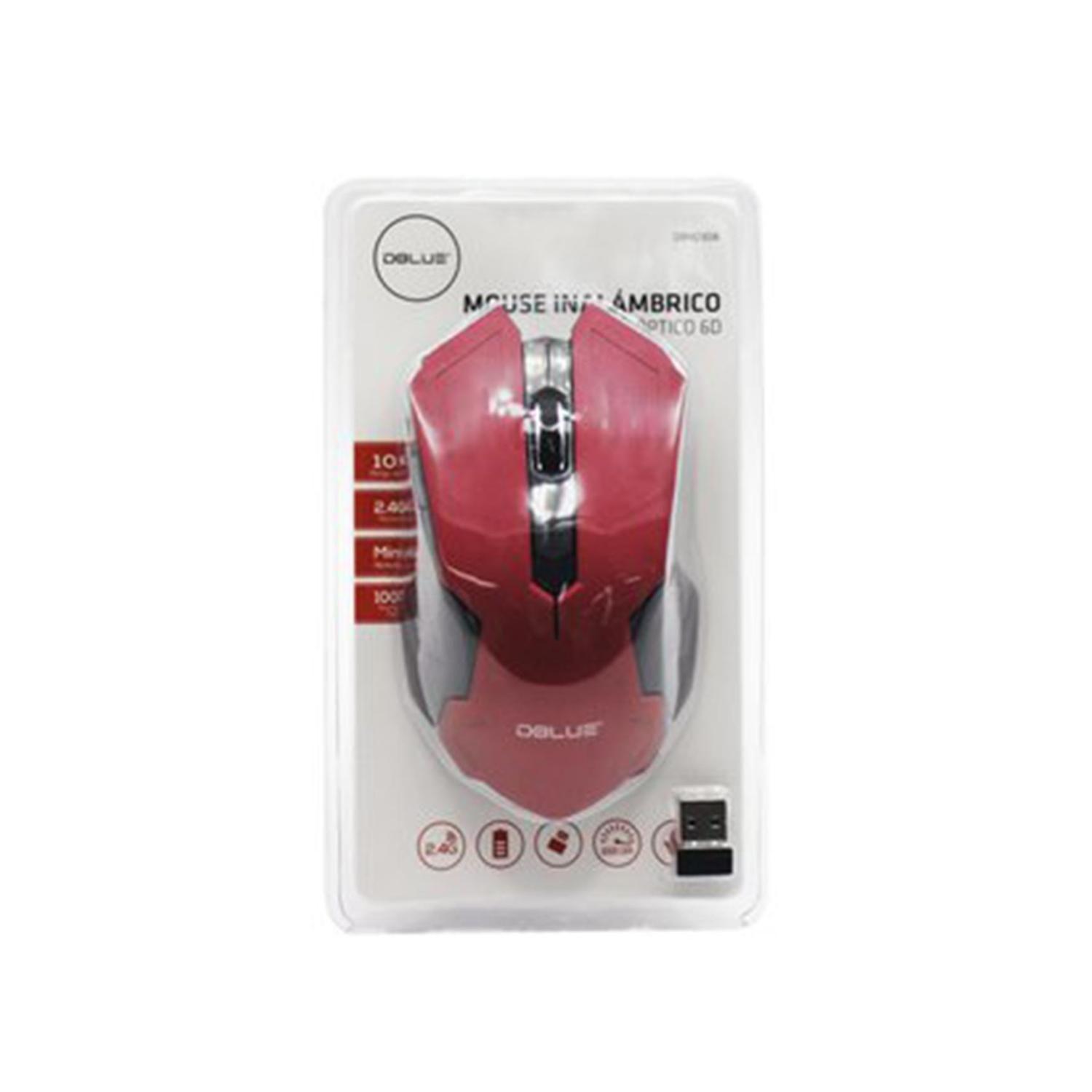 Mouse Inalambrico Optico 6D 1000DPI Rojo Dblue-2
