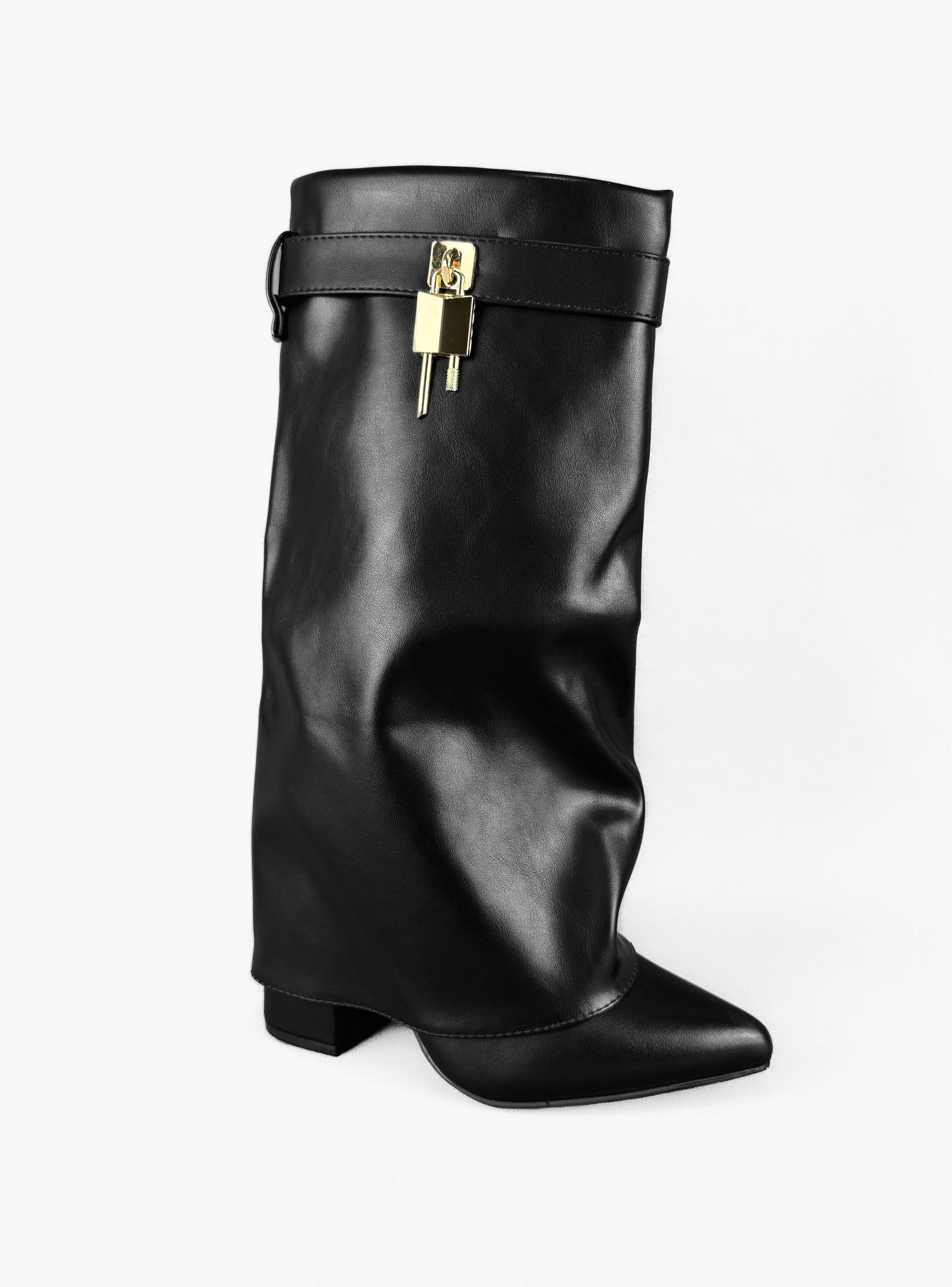 BOTIN MUJER LISA CORTA NEGRO BELLA MODA-2