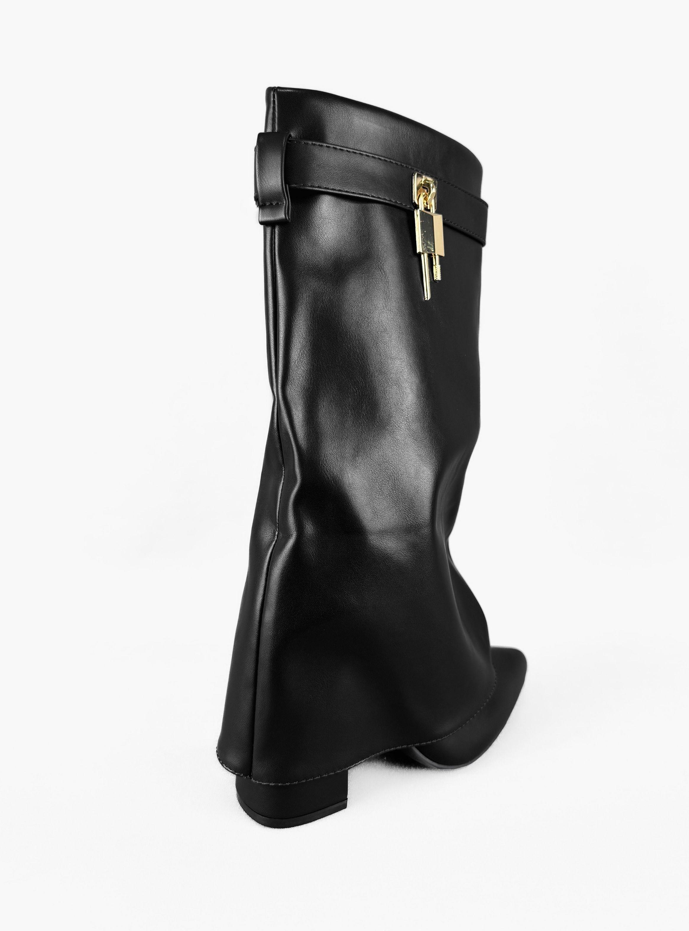 BOTIN MUJER LISA CORTA NEGRO BELLA MODA-4