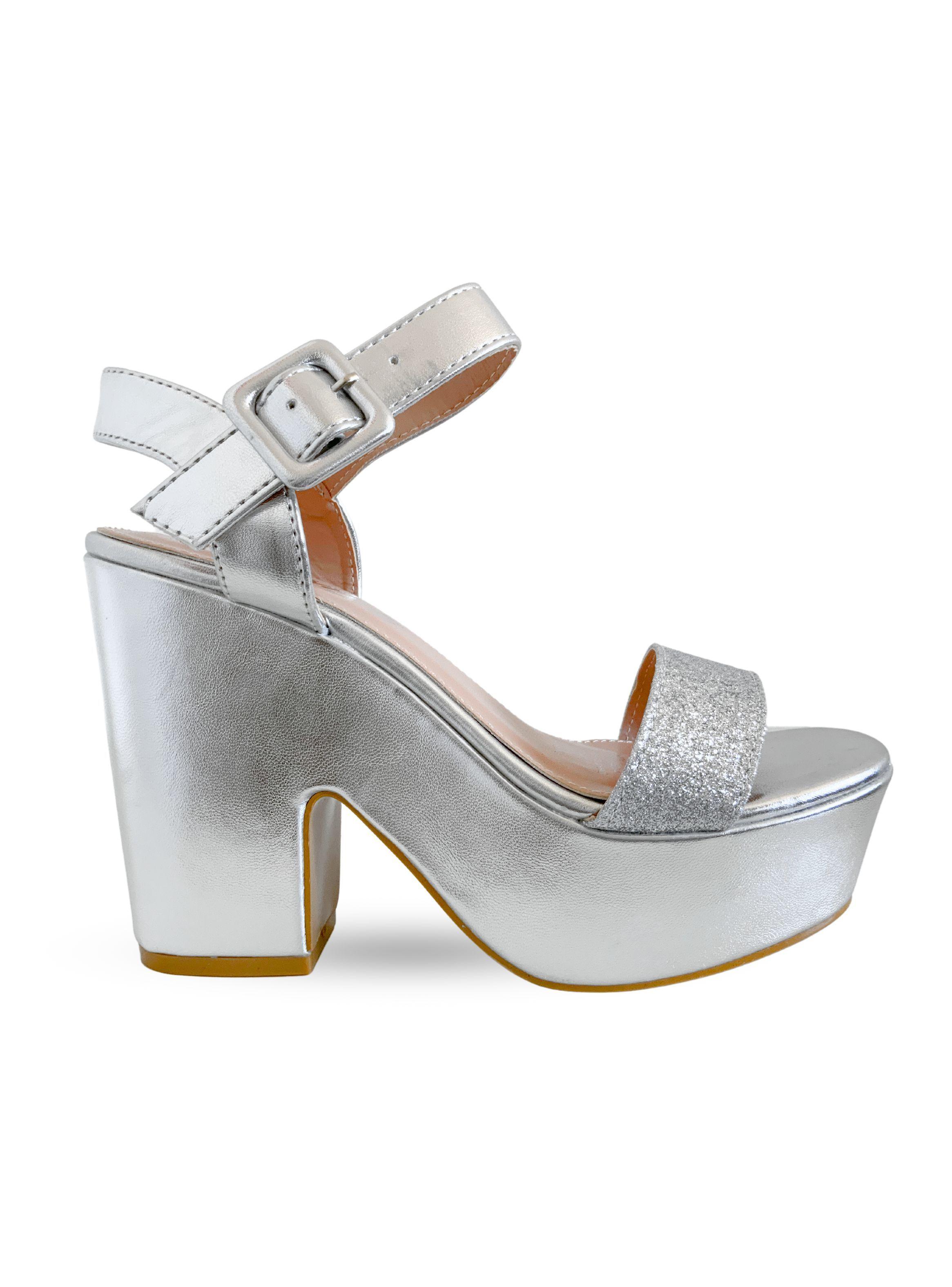 Sandalia Taco Leya Plateado Bella Moda-0