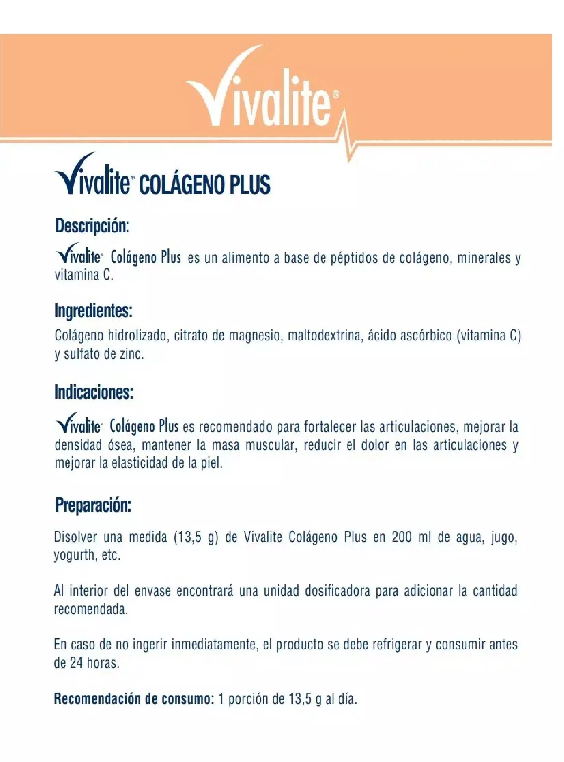 Colageno Con Magnesio Zinc Y Vitamina C Tarro 405g Vivalite-2